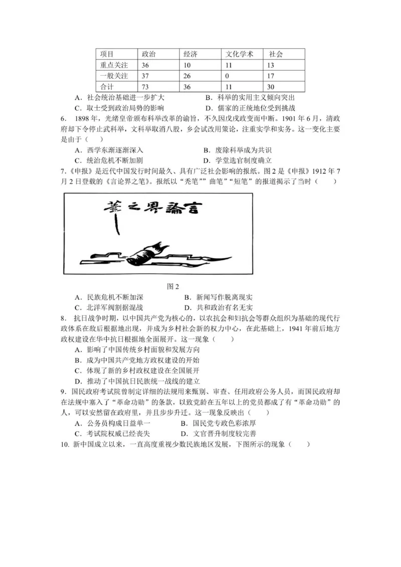 高二10月月考历史试卷docx_2025年10月高二试卷_251028四川省成都外国语学校2025-2026学年高二上学期10月月考