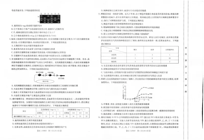 生物1_2024-2025高三（6-6月题库）_2024年12月试卷_1207四川省金太阳2024-2025学年高三12月联考（24-188C）