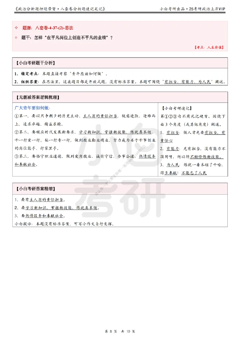 八套卷分析题速记笔记&middot;第4套小白考研_2026考公资料_（49）政治理论合集_政治理论合集_2025考研政治pdf（笔记）_肖秀荣考研政治_25肖秀荣《八套卷》+浓缩背诵合集