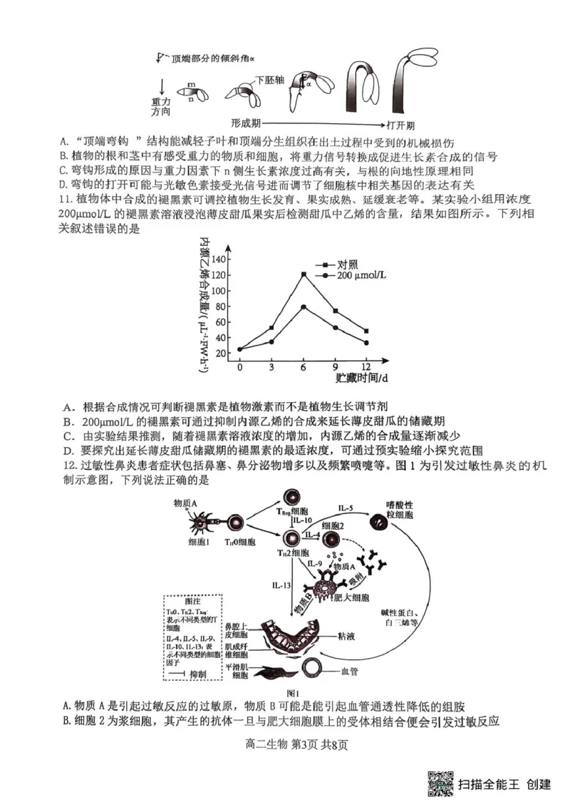 重庆巴蜀中学校2024-2025学年高二上学期期末考试生物试题生物_2024-2025高二（7-7月题库）_2025年03月试卷_0310重庆市巴蜀中学教育集团2024-2025学年高二上学期期末考试