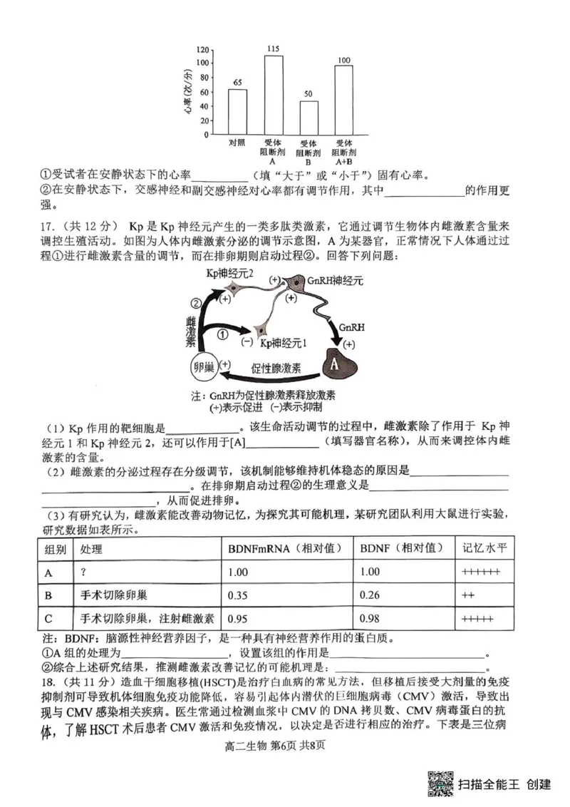重庆巴蜀中学校2024-2025学年高二上学期期末考试生物试题生物_2024-2025高二（7-7月题库）_2025年03月试卷_0310重庆市巴蜀中学教育集团2024-2025学年高二上学期期末考试