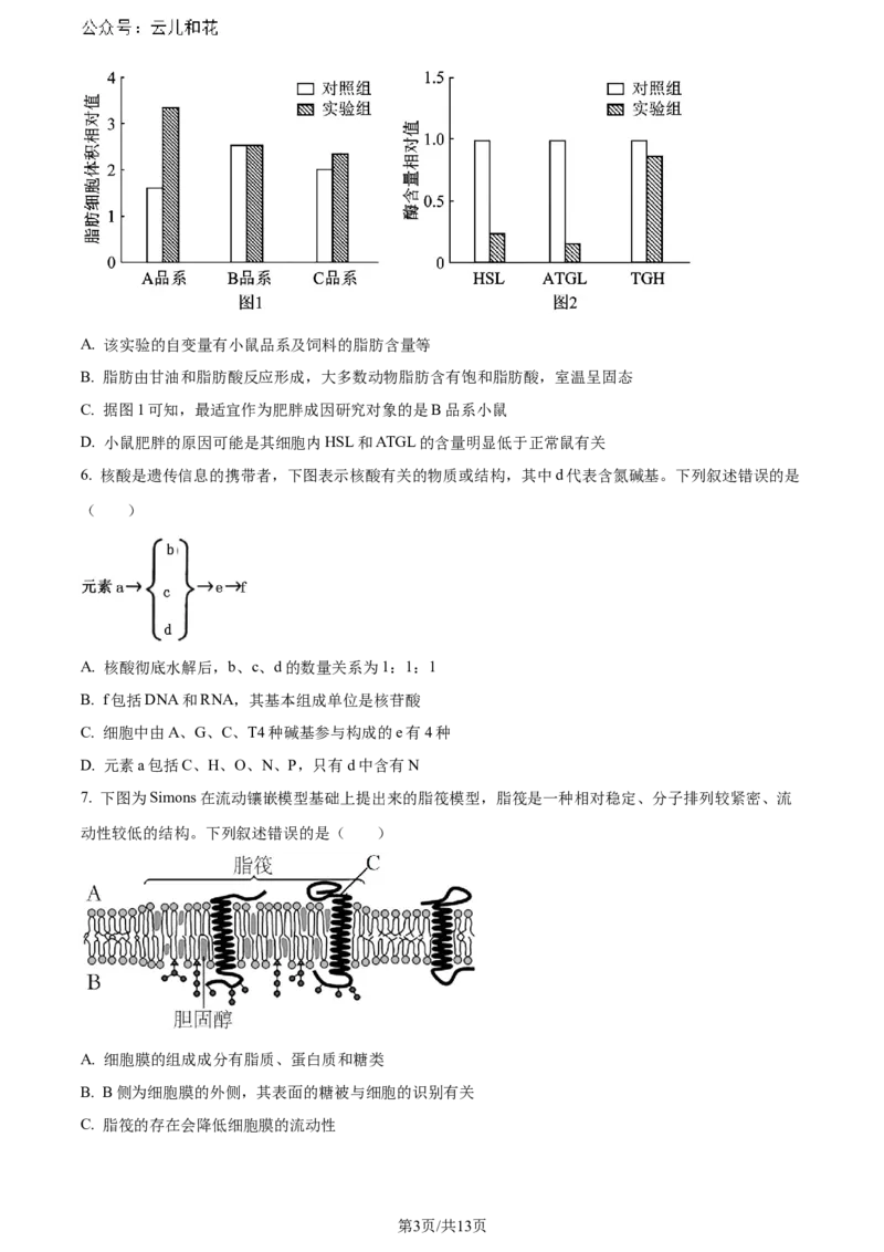 精品解析：重庆市巴蜀中学校2023-2024学年高二下学期7月期末考试生物试题（原卷版）_2024-2025高二（7-7月题库）_2024年07月试卷_0722重庆市巴蜀中学2023-2024学年高二下学期期末