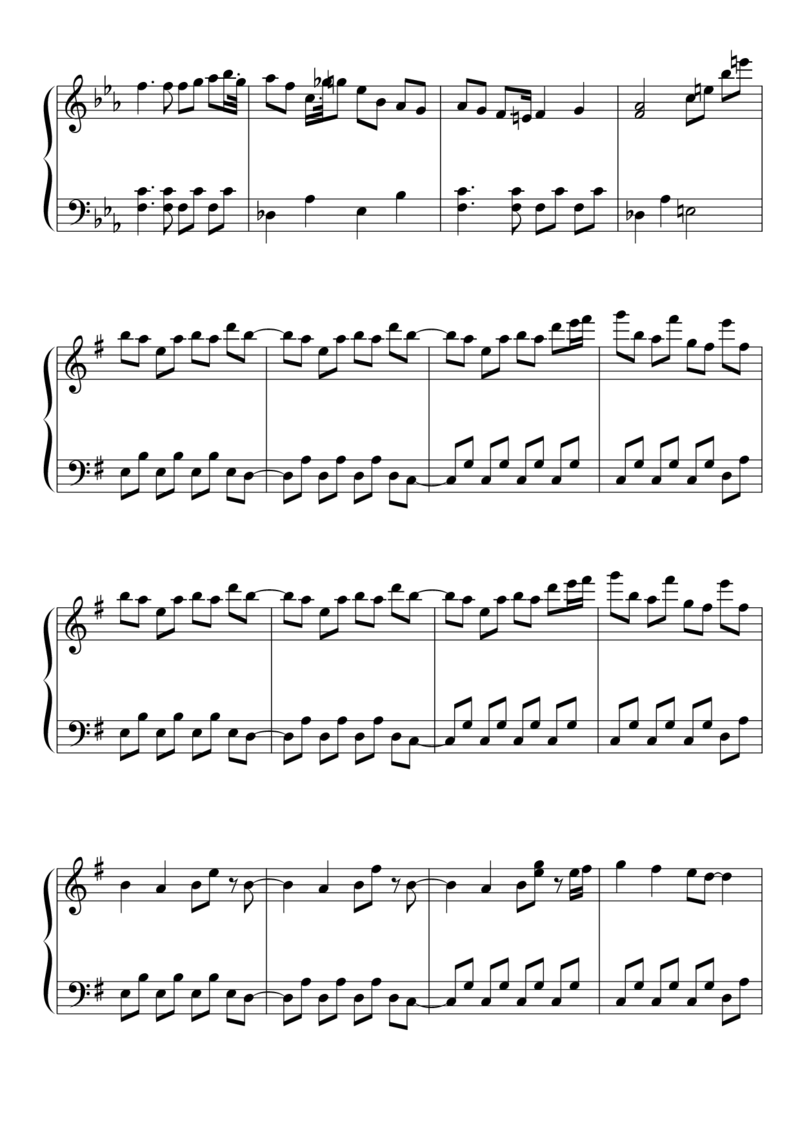 [東方ピアノEasyモード楽譜][easy][5]_一万首著名钢琴曲谱哈农贝多芬合集视频教学电子版高清无水印可打印_05动漫游戏钢琴谱合集_日系东方Project钢琴谱全集_东方project钢琴谱_201