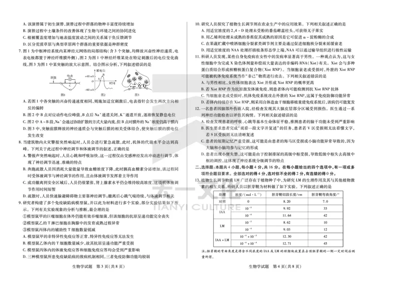 生物学湖南高二12月测_251227湖南省、广西省湘一联盟2025-2026学年高二上学期12月月考（全）