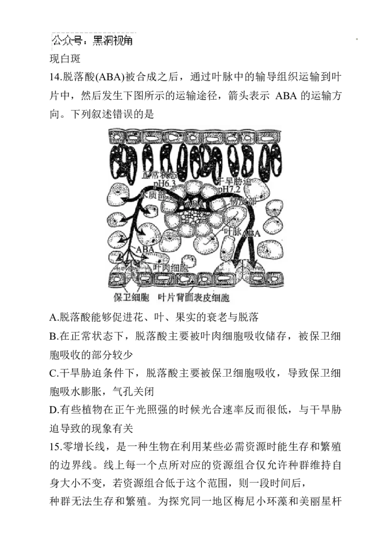 辽宁省名校联盟2024~2025学年高三上学期12月月考生物试卷_2024-2025高三（6-6月题库）_2024年12月试卷_1210辽宁省名校联盟2024年高三12月份联合考试