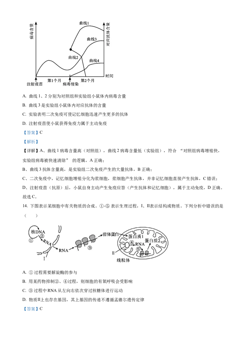 浙江省杭州地区（含周边）重点中学2025-2026学年高二上学期11月期中生物试题Word版含解析_251206浙江省杭州市地区(含周边)重点中学2025学年第一学期高二年级期中考试（全）