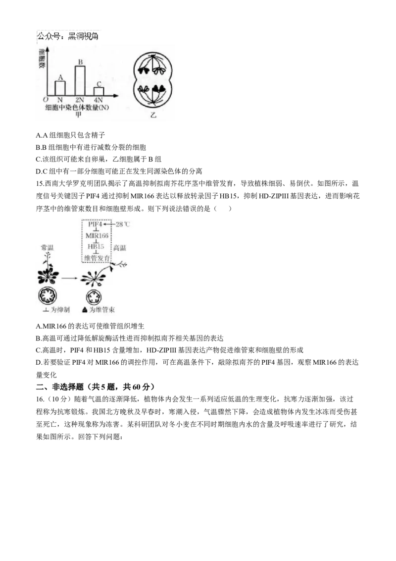 福建省龙岩市一级联盟校2024-2025学年高三上学期11月期中联考生物试题_2024-2025高三（6-6月题库）_2024年11月试卷_1113福建省龙岩市一级校联盟2024-2025学年高三上学期11月期中考试（全科）