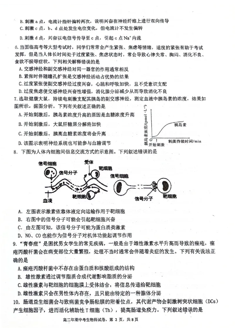 福建省永春第一中学2025-2026学年高二上学期11月期中生物试题_251203福建省泉州市永春第一中学2025-2026学年高二上学期11月期中