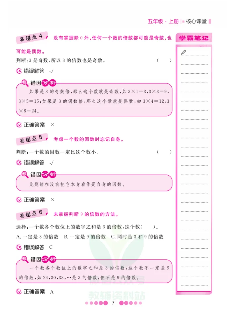 五年级上册数学北师版易错清单_小学1-6年级全部试卷_数学_五年级_3-10-3、小学五年级数学上册_3-10-3-1、复习、知识点、归纳汇总_北师大版