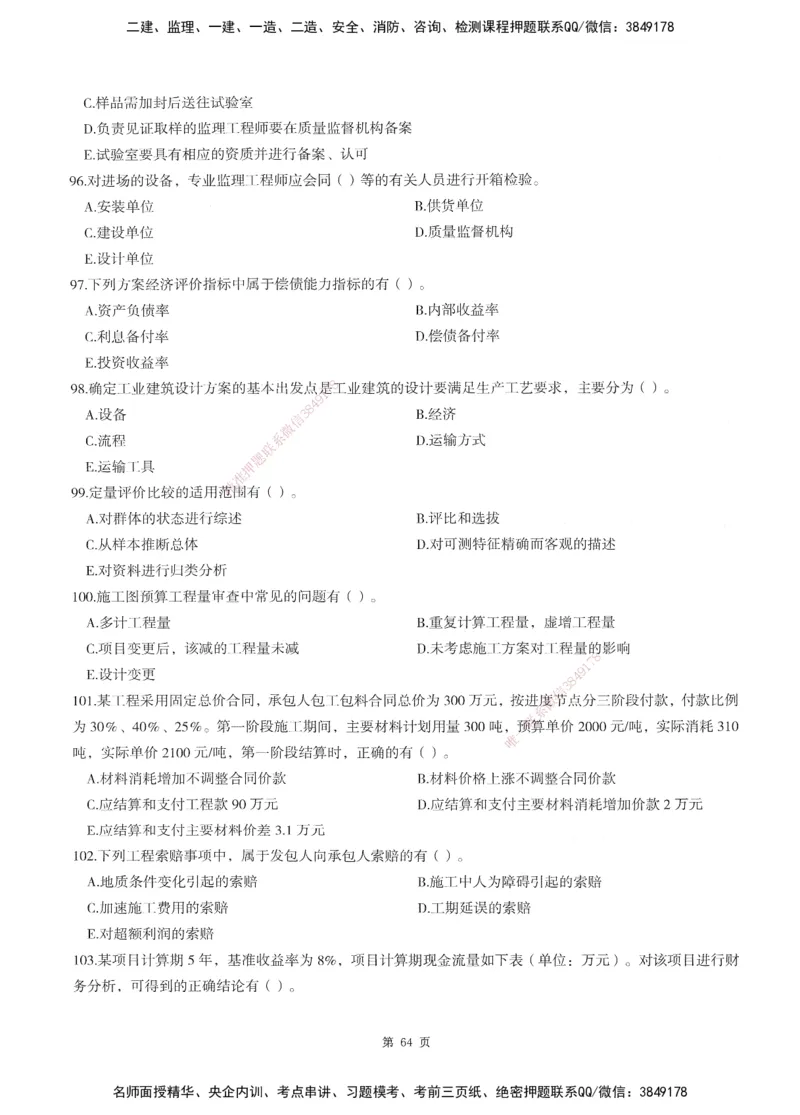 XSW-土建控制-考前密训3套卷_监理工程师_2025监理工程师_2025年监理工程师SVIP_2025年监理土建控制SVIP_05-考前密训✿央企特训✿机构普押