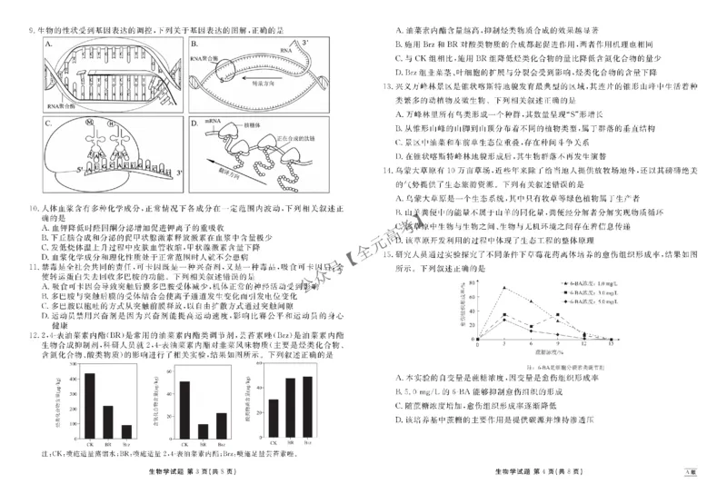 高三阶段性自测生物正文A版_2024-2026高三（6-6月题库）_2025年12月高三试卷_251231衡水金卷2025-2026学年高三上学期12月阶段性自测_贵州省部分学校2025-2026学年高三上学期12月月考生物试题