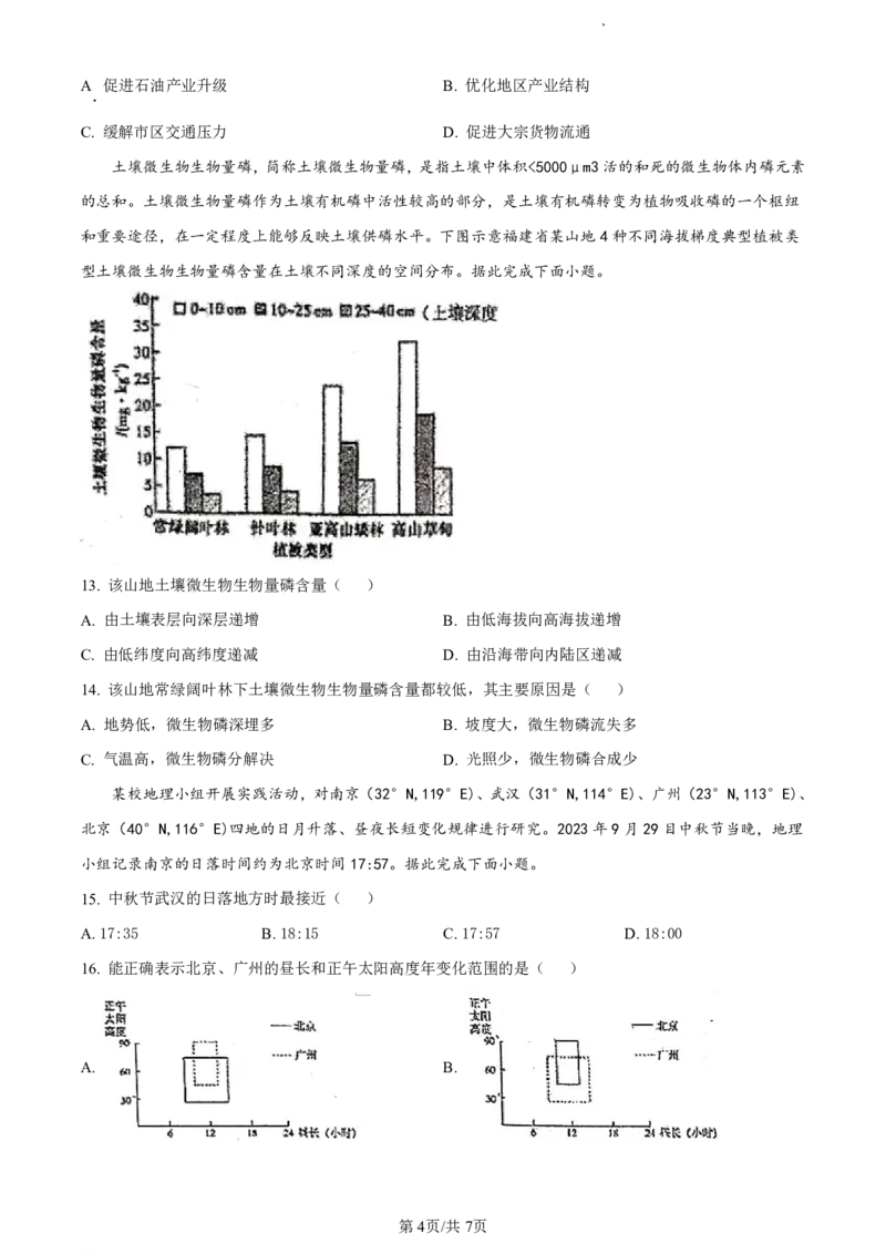 精品解析：福建省福州市福州九县（市、区）一中2023-2024学年高二下学期7月期末地理试题（原卷版）_2024-2025高二（7-7月题库）_2024年07月试卷