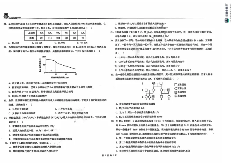黑龙江省大庆市大庆实验中学2024-2025学年高二上学期开学考试生物+答案_2024-2025高二（7-7月题库）_2024年08月试卷_0831黑龙江省大庆市大庆实验中学2024-2025学年高二上学期开学考试