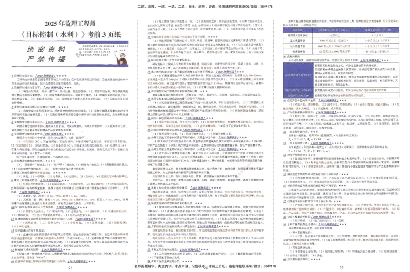 XSW-水利控制-考前三页纸_监理工程师_2025监理工程师_2025年监理工程师SVIP_2025年监理水利控制SVIP_05-考前密训✿央企特训✿机构普押