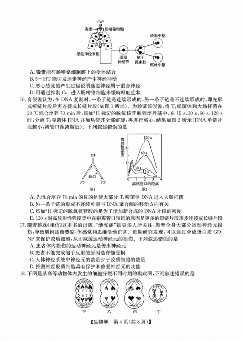 生物-浙江省2024-2025学年高二强基联盟10联考_2024-2025高二（7-7月题库）_2024年10月试卷_1019浙江省2024-2025学年高二强基联盟10联考