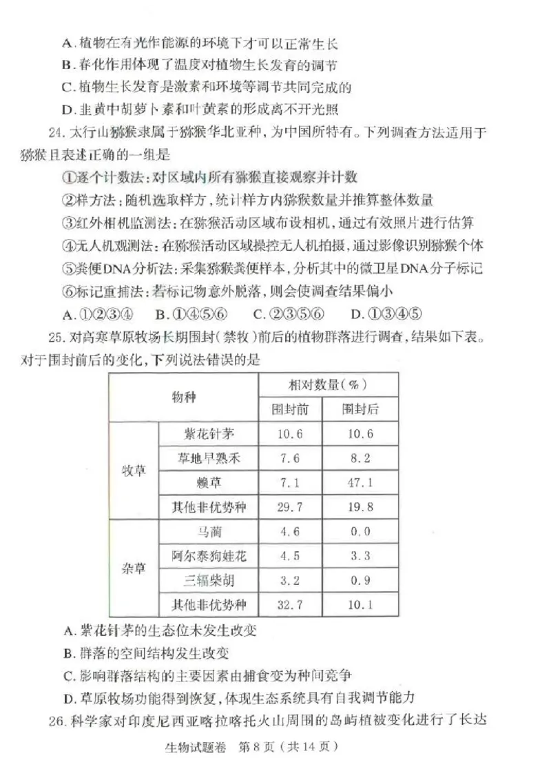 郑州市2026年高中毕业年级第一次质量预测生物_2024-2026高三（6-6月题库）_2026年01月高三试卷_0107河南省郑州市2026年高中毕业年级第一次质量预测（郑州一模）（全）