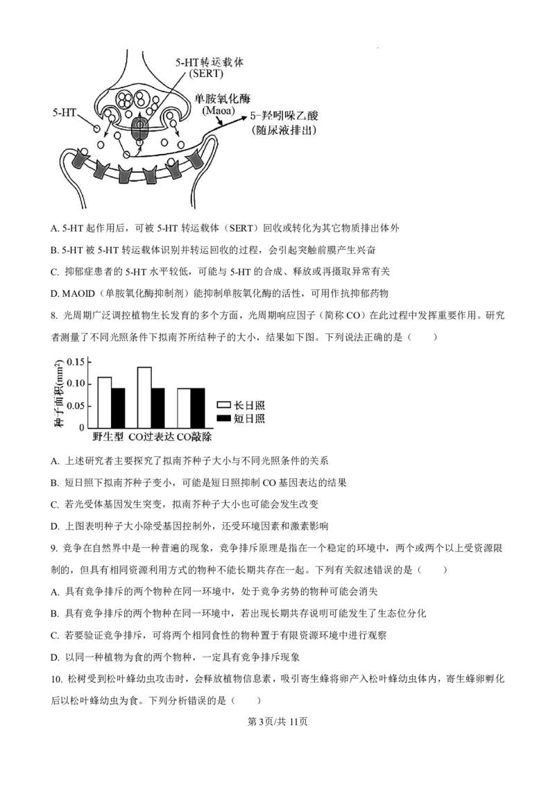 精品解析：广东省珠海市2024-2025学年高三上学期第一次摸底考试生物试题（原卷版）_2024-2025高三（6-6月题库）_2024年10月试卷_1007广东省珠海市2024-2025学年高三上学期第一次摸底考试