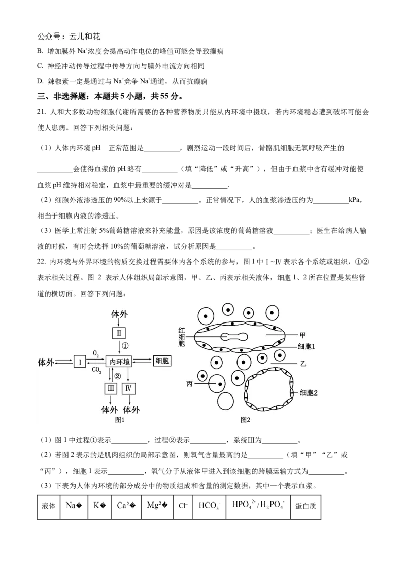 辽宁省名校联盟2024-2025学年高二上学期第一次月考生物试卷Word版无答案_2024-2025高二（7-7月题库）_2024年10月试卷_1024辽宁省名校联盟2024-2025学年高二上学期第一次月考