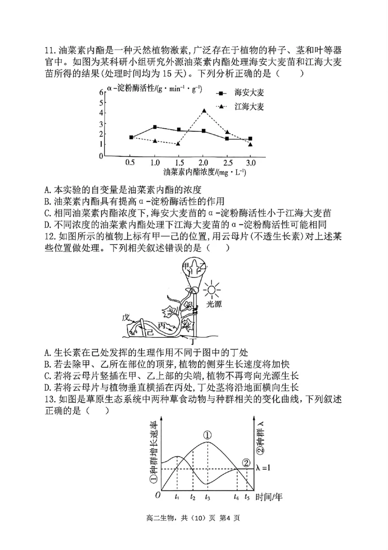 辽宁省七校协作体2024-2025学年高二上学期12月月考生物试卷_2024-2025高二（7-7月题库）_2024年12月试卷_1224辽宁省七校协作体2024-2025学年高二12月联考