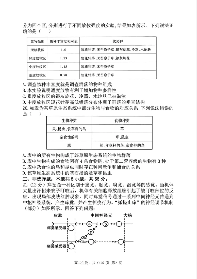 辽宁省七校协作体2024-2025学年高二上学期12月月考生物试卷_2024-2025高二（7-7月题库）_2024年12月试卷_1224辽宁省七校协作体2024-2025学年高二12月联考
