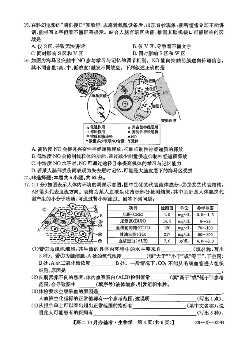 生物试卷-山西省三晋卓越联盟2025-2026学年高二10月夯基考(26-X-029B)_2025年10月高二试卷_251022山西省三晋卓越联盟2025-2026学年高二10月夯基考(26-X-029B)