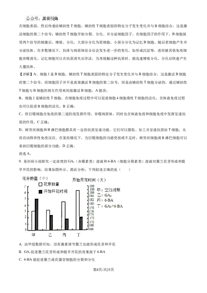 精品解析：湖南省郴州市2024&mdash;2025学年高三上学期第一次模拟考试生物试题（解析版）_2024-2025高三（6-6月题库）_2024年10月试卷_湖南省郴州市高三上学期第一次模拟考试生物试题