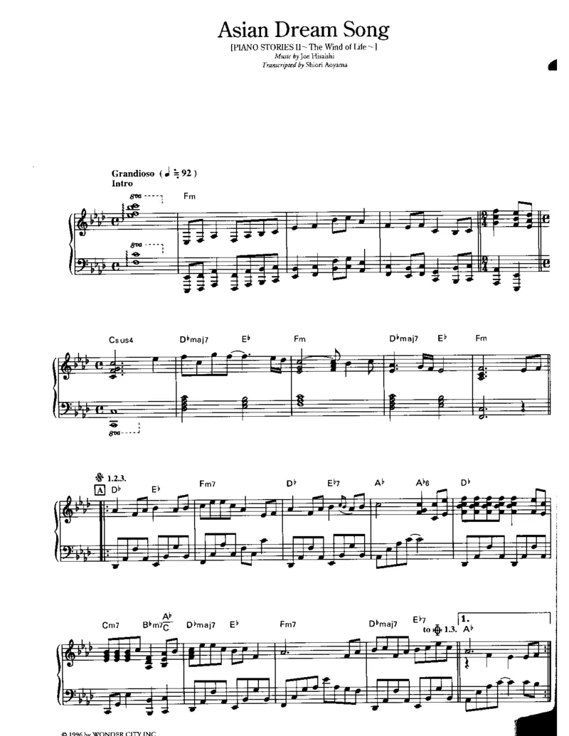 久石让谱集4_一万首著名钢琴曲谱哈农贝多芬合集视频教学电子版高清无水印可打印_02现代钢琴谱合集_久石让钢琴谱全集