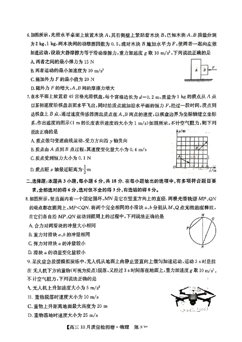 陕西省部分学校2024-2025学年高三上学期10月联考（期中）物理试题_2024-2025高三（6-6月题库）_2024年10月试卷_10252025九省联考10月联考山西卓越2024-2025学年度高三10月质量检测(25-X-100C)