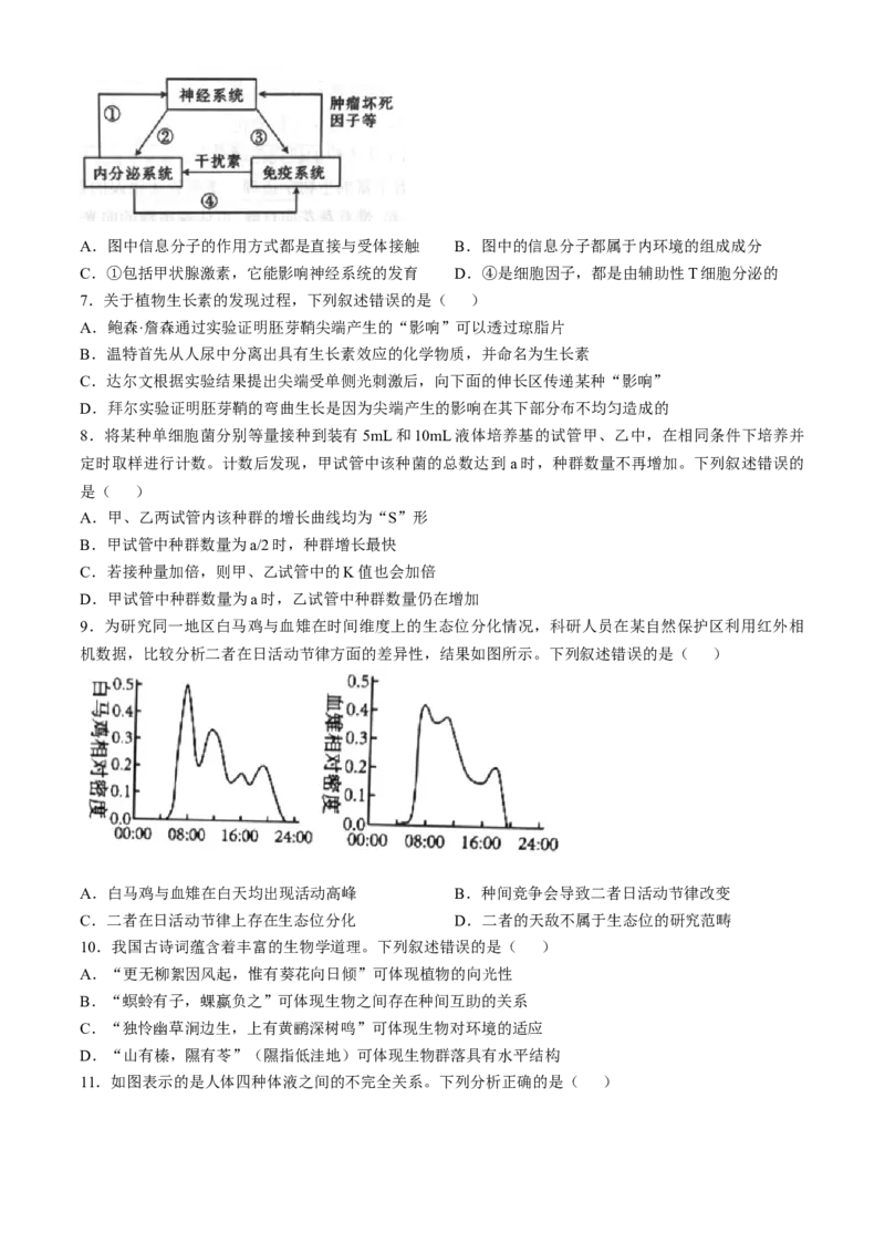 福建省三明市2024-2025学年高二上学期期末考试生物学试题（含答案）_2024-2025高二（7-7月题库）_2025年03月试卷_0325福建省三明市2024-2025学年高二上学期期末考试
