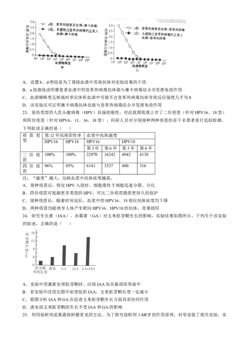福建省三明市2024-2025学年高二上学期期末考试生物学试题（含答案）_2024-2025高二（7-7月题库）_2025年03月试卷_0325福建省三明市2024-2025学年高二上学期期末考试