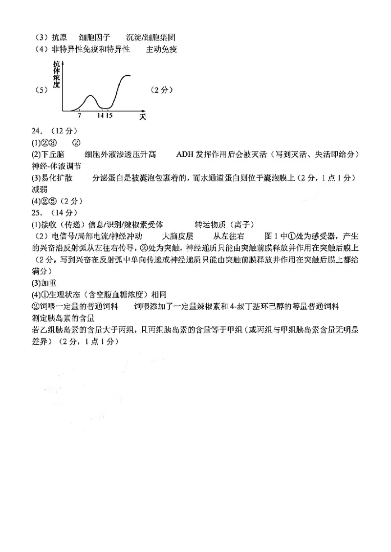 生物答案-2411台州十校高二期中_2024-2025高二（7-7月题库）_2024年11月试卷_1108浙江省台州十校联盟2024学年高二第二学期期中联考