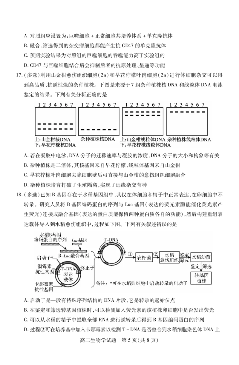 高二生物_2024-2025高二（7-7月题库）_2024年07月试卷_0706山西省运城市2023-2024学年高二第二学期期末调研测试_山西省运城市2023-2024学年高二第二学期期末调研测试生物