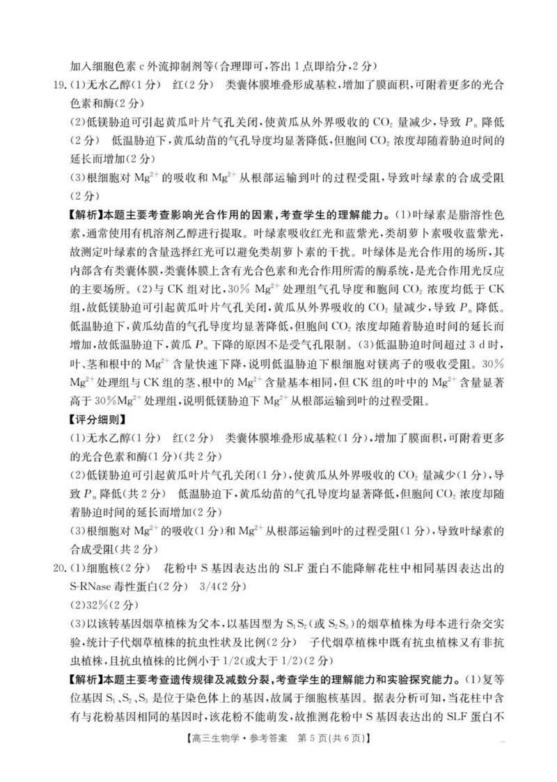 江西省2026届高三上学期10月联考（26-42C）生物答案_2024-2026高三（6-6月题库）_2025年10月高三试卷_251028金太阳&middot;江西省2026届高三上学期10月联考（26-42C）（全科)