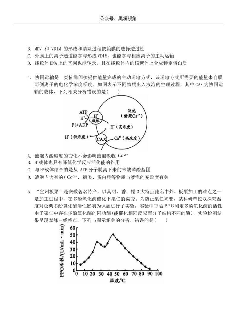 安徽省A10联盟2024~2025学年高三上学期11月月考生物试题_2024-2026高三（6-6月题库）_2024年11月试卷_1115安徽A10联盟2025届高三上学期11月段考