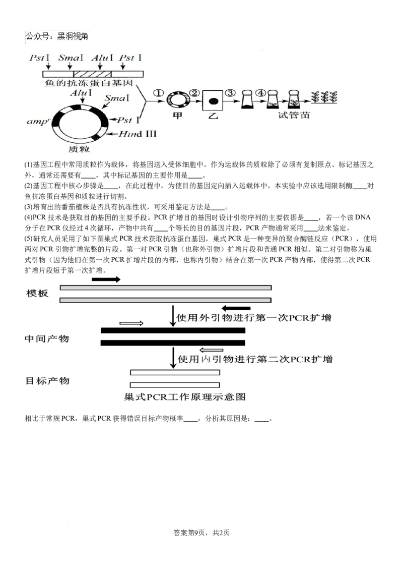 河南省安阳市林州市第一中学2024-2025学年高三上学期8月月考生物试题+答案_2024-2025高三（6-6月题库）_2024年09月试卷_0902河南省安阳市林州市第一中学2024-2025学年高三上学期8月月考
