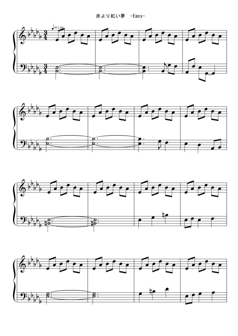 [東方ピアノEasyモード楽譜][easy][3]_一万首著名钢琴曲谱哈农贝多芬合集视频教学电子版高清无水印可打印_05动漫游戏钢琴谱合集_日系东方Project钢琴谱全集_东方project钢琴谱