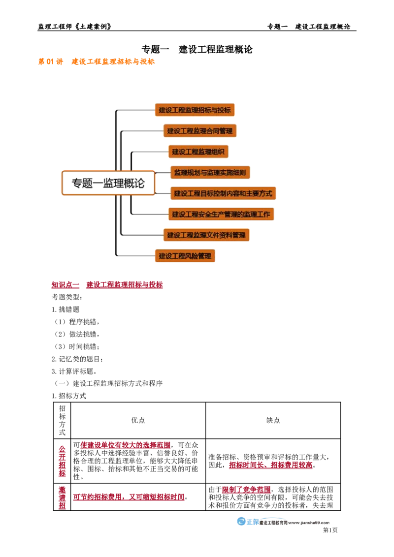 专题一　建设工程监理概论_监理工程师_2025监理工程师_2025年监理工程师-各大机构_2025年监理-土建案例_机构2-JG_01.精讲班-陈.江潮_讲义_章节版讲义