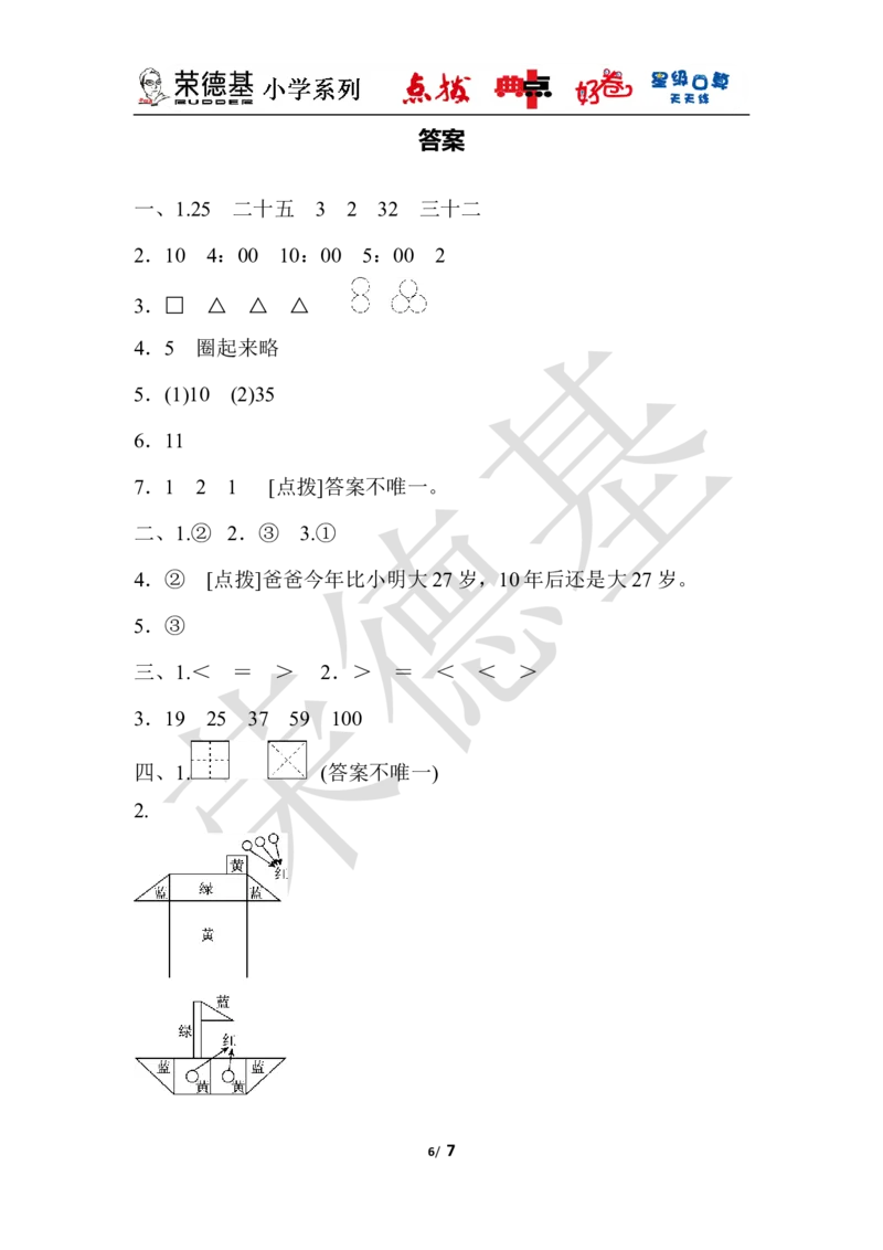 一年级第二学期数学期末测试卷（一）_小学1-6年级全部试卷_数学_一年级_3-6-4、小学一年级数学下册_3-6-4-3、课件、讲义、教案_课件（2018春，下册）：1数冀教期中、期末检测卷_好卷
