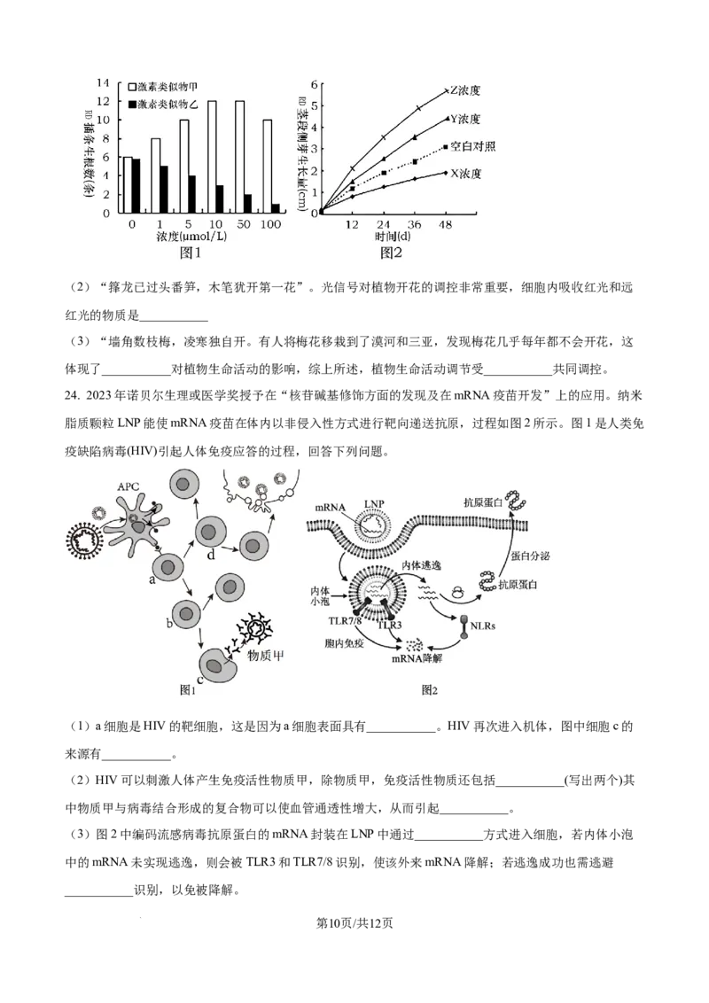 精品解析：天津市静海区第一中学2025-2026学年高二上学期12月月考生物试题（原卷版）_2024-2025高二（7-7月题库）_2026年1月高二_260109天津市静海区第一中学2025-2026学年高二上学期12月月考