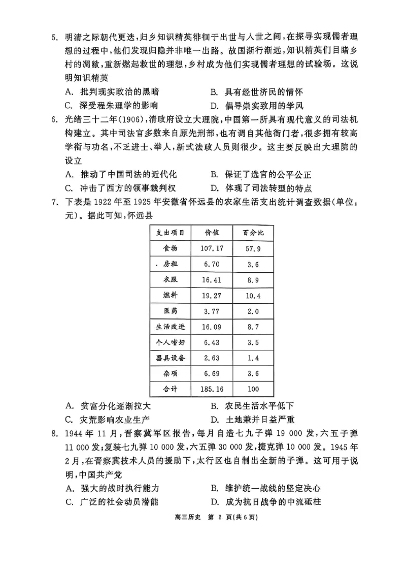 辽宁点石联考2025届高三5月份联合考试-历史试卷_2024-2025高三（6-6月题库）_2025年05月试卷_0509辽宁点石联考2025届高三5月份联合考试（全科）_辽宁点石联考2025届高三5月份联合考试-历史