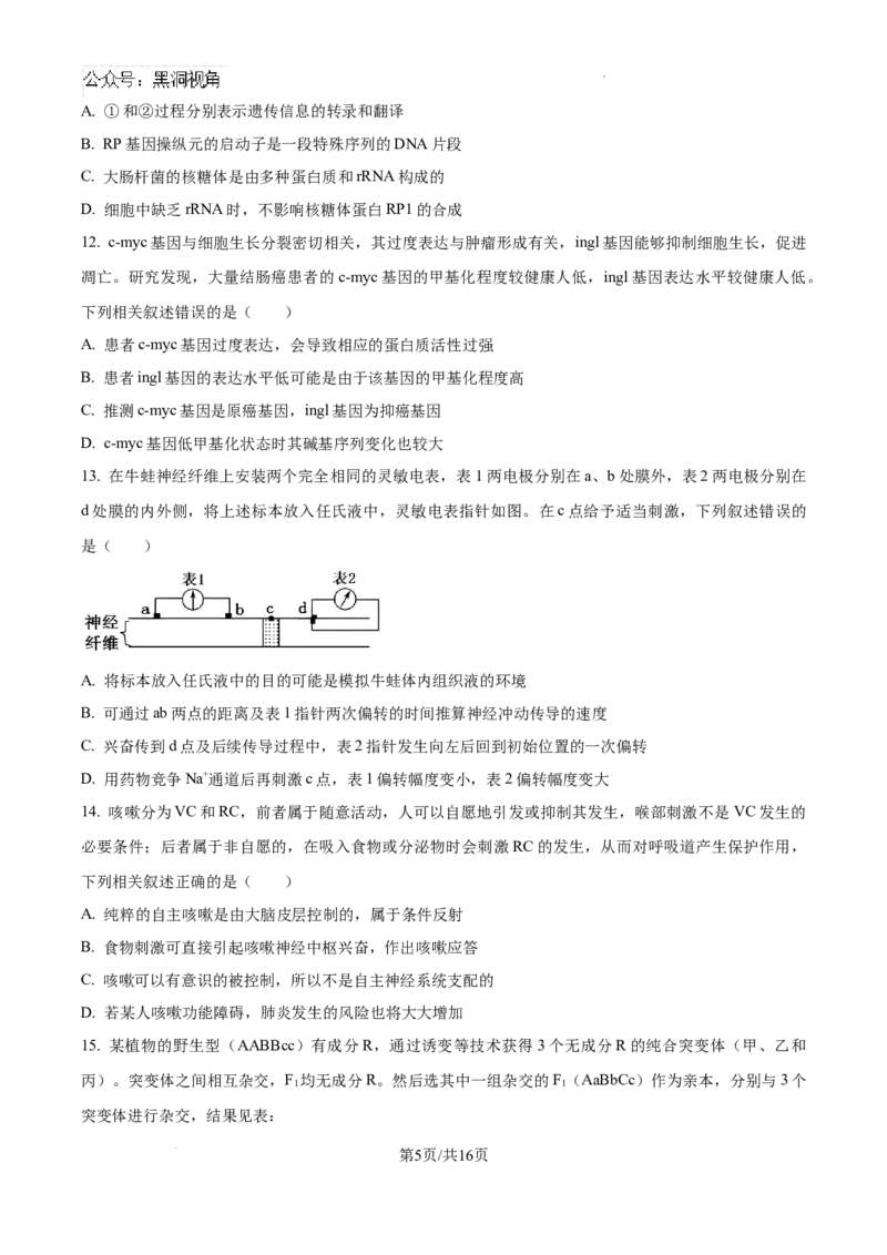 辽宁省三省一区2024-2025学年高三上学期11月第一次质量检测生物试卷+答案_2024-2025高三（6-6月题库）_2024年11月试卷_11252025届东北三省一区名校联盟高三11月第一次模拟