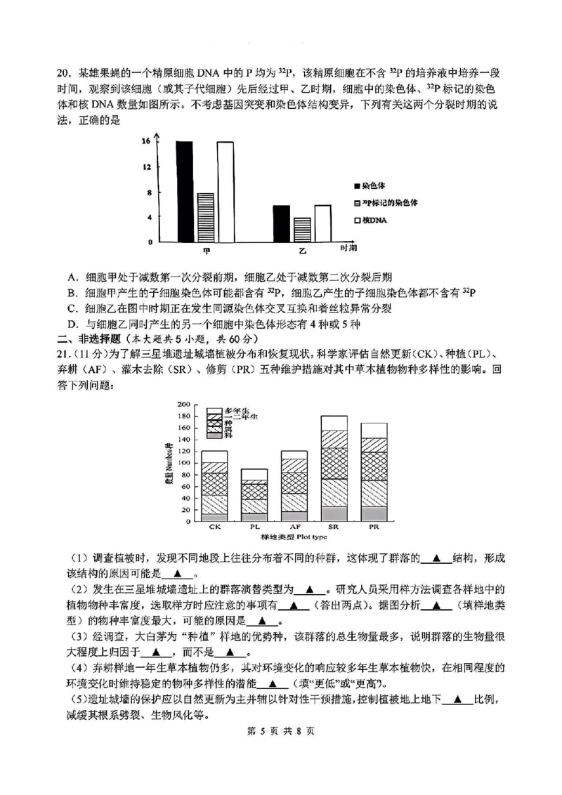 生物试卷_2024-2025高三（6-6月题库）_2025年02月试卷_02152025年2月浙江G12名校协作体高三返校考（全科）_浙江省名校协作体2024-2025学年高三下学期联考生物