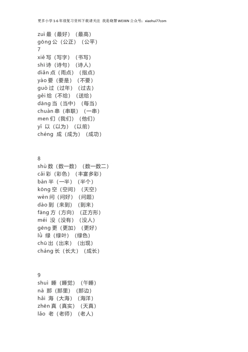 人教部编版一年上册语文识字表生字组词带拼音_小学1-6年级全部试卷_语文_一年级_3-6-1、小学一年级语文上册_3-6-1-1、复习、知识点、归纳汇总_部编版