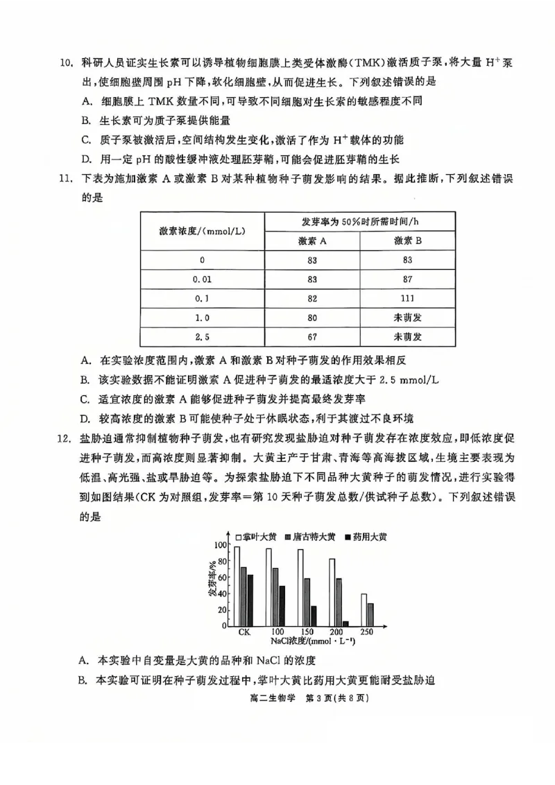 生物试题_2024-2025高二（7-7月题库）_2024年12月试卷_1212点石联考东三省2024-2025学年高二上学期12月联考调研测试_东三省2024-2025学年高二上学期12月联考调研测试生物试题