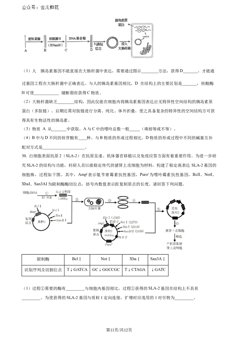福建省福州市鼓楼区福建省福州第二中学2023-2024学年高二下学期7月期末生物试题（原卷版）_2024-2025高二（7-7月题库）_2024年07月试卷