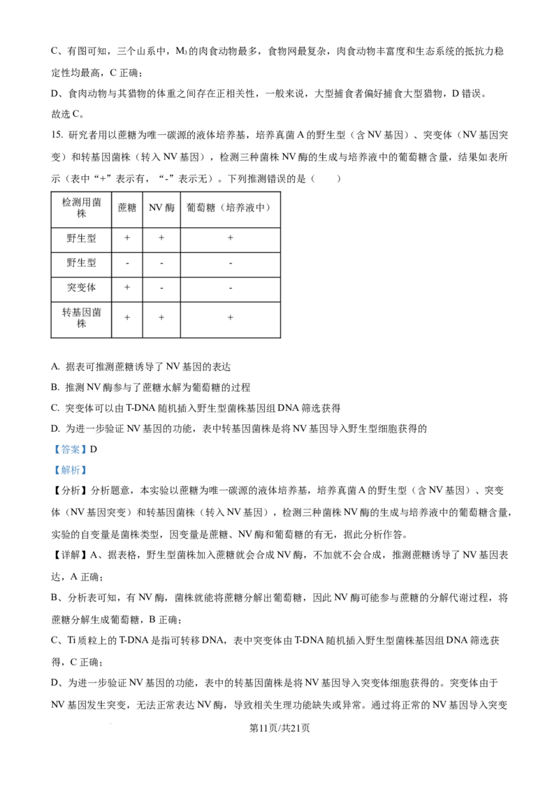湖北省华中师范大学第一附属中学2024-2025学年高三上学期10月月度检测生物试卷（解析版）_2024-2025高三（6-6月题库）_2024年10月试卷