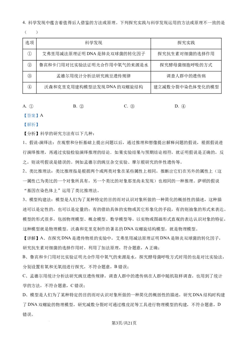 湖北省华中师范大学第一附属中学2024-2025学年高三上学期10月月度检测生物试卷（解析版）_2024-2025高三（6-6月题库）_2024年10月试卷