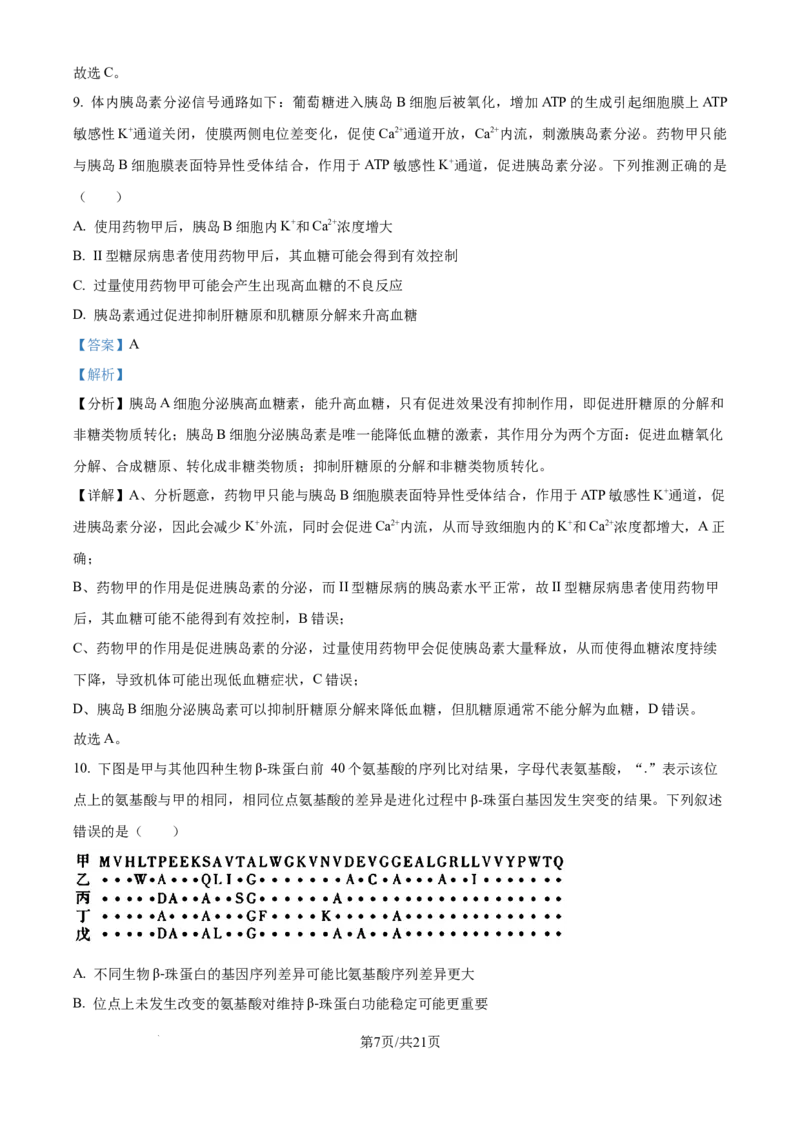 湖北省华中师范大学第一附属中学2024-2025学年高三上学期10月月度检测生物试卷（解析版）_2024-2025高三（6-6月题库）_2024年10月试卷