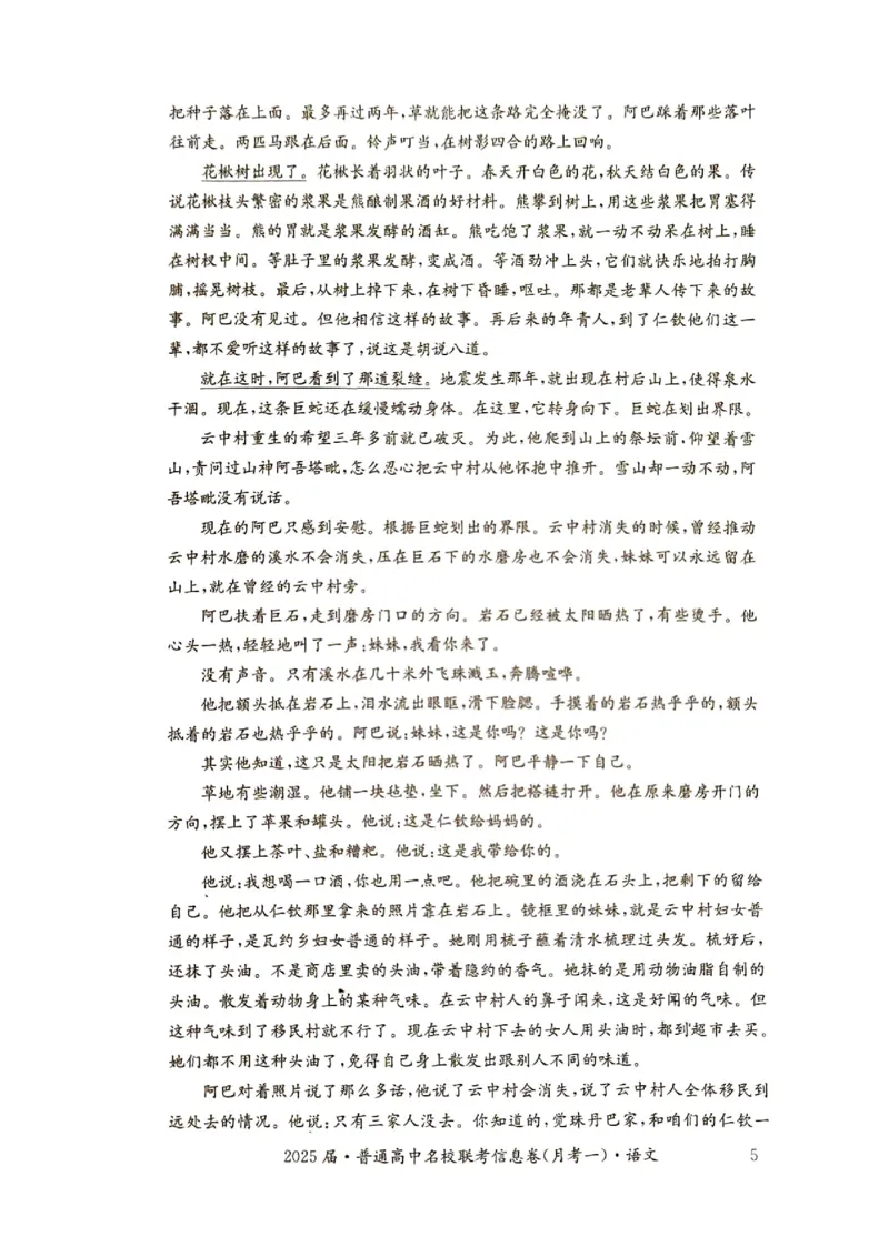 湖南省娄底市名校联考11月信息卷（月考一）语文_2024-2025高三（6-6月题库）_2024年11月试卷_1113湖南省娄底市名校联考2024-2025学年高三上学期月考（一）（全科）