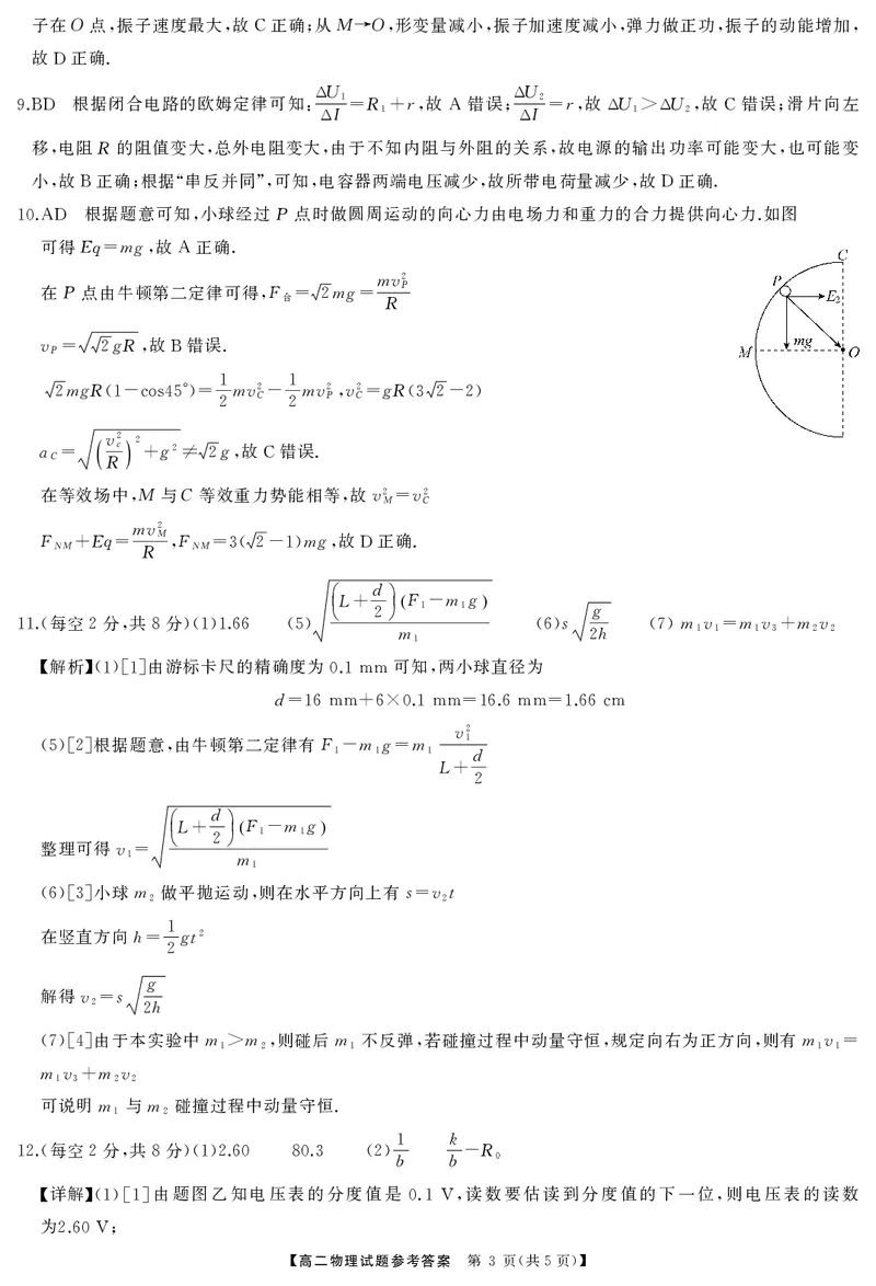 高二物理答案_2024-2025高二（7-7月题库）_2025年01月试卷_0101湖南省名校联盟2024-2025学年高二上学期12月联考_湖南省名校联盟2024-2025学年高二上学期12月联考物理试题含答案